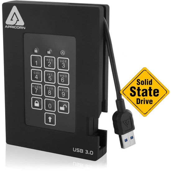 Picture of Apricorn Aegis Padlock A25-3PL256-S512F 512 GB Rugged Solid State Drive - External - USB 3.0 - 180 MB/s Maximum Read Transfer Rate - 3 Year Warranty