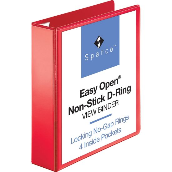 Picture of Business Source Red D-ring Binder - 2in Binder Capacity - Letter - 8 1/2in x 11in Sheet Size - D-Ring Fastener(s) - 4 Pocket(s) - Polypropylene - Red - 1 Each