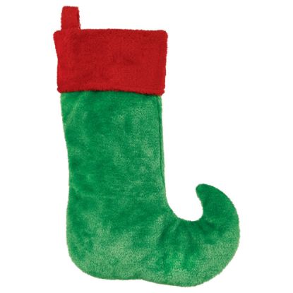 Picture of Amscan Christmas Elf Plush Stockings, 18inH x 5inW x 2inD, Green, Pack Of 5 Stockings