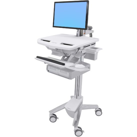 Picture of Ergotron StyleView Cart with LCD Arm, 2 Drawers (2x1) - Up to 24in Screen Support - 37.04 lb Load Capacity - Floor - Plastic, Aluminum, Zinc-plated Steel