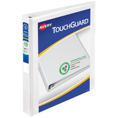 Picture of Avery TouchGuard Protection View 3 Ring Binder, 1in Slant Rings, White With Clear View Cover, 1 Binder