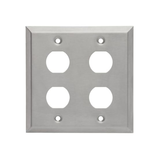 Picture of Eaton Tripp Lite Series RJ45 Bulkhead Wall Plate 4 Cutouts Industrial Metal Single Gang - Faceplate - wall mountable - RJ-45 - silver - 4-gang - TAA Compliant