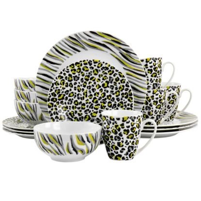 Picture of Gibson Home 16-Piece Fine Ceramic Safari Dinnerware Set, White