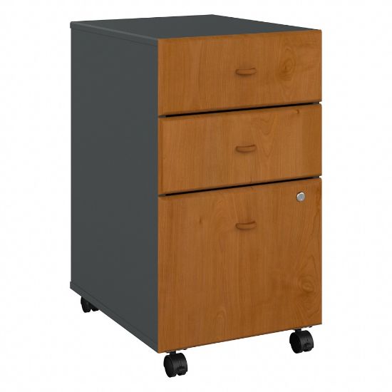 Picture of Bush Business Furniture Office Advantage 21inD Vertical 3-Drawer Mobile File Cabinet, Natural Cherry/Slate, Delivery