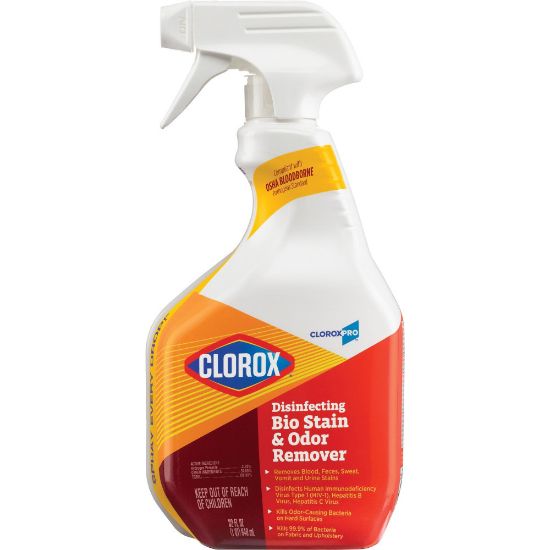 Picture of CloroxPro Disinfecting Bio Stain & Odor Remover Spray - Ready-To-Use Spray - 32 fl oz (1 quart) - 1 Each - Translucent