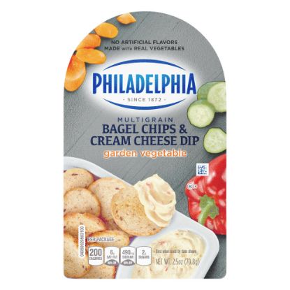 Picture of Philadelphia Multigrain Bagel Chips And Garden Vegetable Cream Cheese Trays, 2.5 Oz, Pack Of 5 Trays