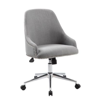 Picture of Boss Office Products Carnegie Fabric Mid-Back Desk Chair, Gray/Chrome