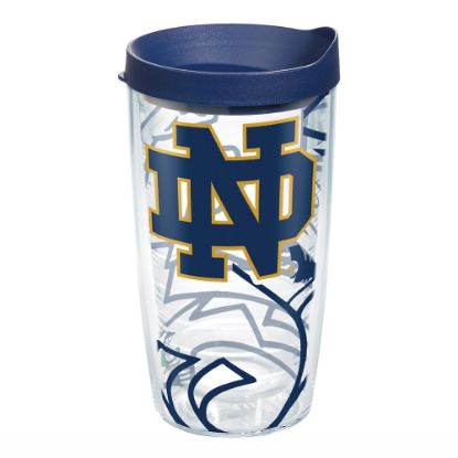 Picture of Tervis Genuine NCAA Tumbler With Lid, Notre Dame Fighting Irish, 16 Oz, Clear