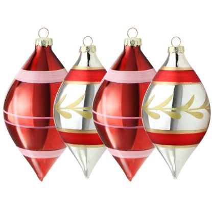 Picture of Martha Stewart Holiday Ornament Set, 6inH x 3-1/4inW x 3-1/4inD, Red/Gold/Silver