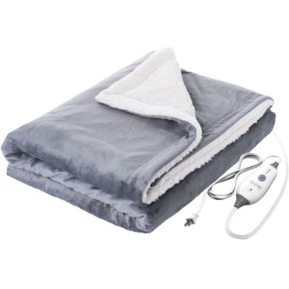 Picture of Pure Enrichment PureRelief Plush Heated Throw Blanket, 50in x 60in, Charcoal Gray