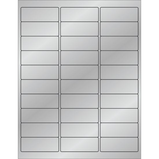 Picture of Tape Logic Foil Labels For Laser Printers, LL210SR, 1in x 2 5/8in, Rectangle, Silver, 30 Labels Per Sheet, Case Of 100 Sheets