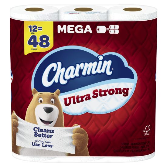 Picture of Charmin Ultra Strong Toilet Paper Mega Rolls, 4in x 4in, 242 Sheets Per Roll, Pack Of 12 Rolls