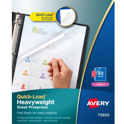 Picture of Avery Quick-Load Sheet Protectors, Top & Side Load, 8-1/2in x 11in, Diamond Clear, 50 Document Protectors