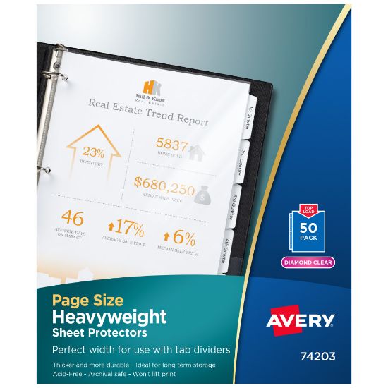 Picture of Avery Page-Size Sheet Protectors For 3-Hole Punched Sheets, Heavyweight, Clear, Box Of 50