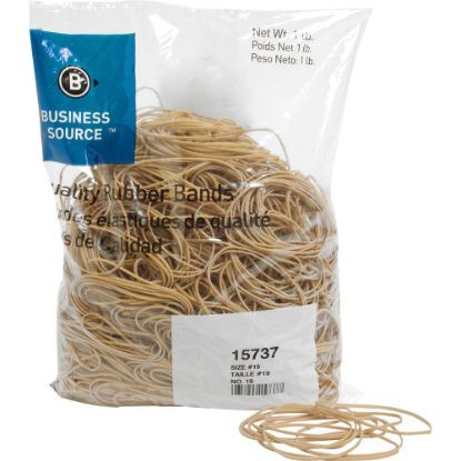 Picture of Business Source Quality Rubber Bands - Size: #19 - 3.5in Length x 0.1in Width - Sustainable - 1250 / Pack - Rubber - Crepe