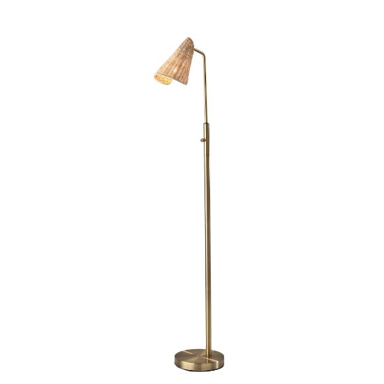 Picture of Adesso Cove Floor Lamp, 58inH, Natural Rattan/Antique Brass