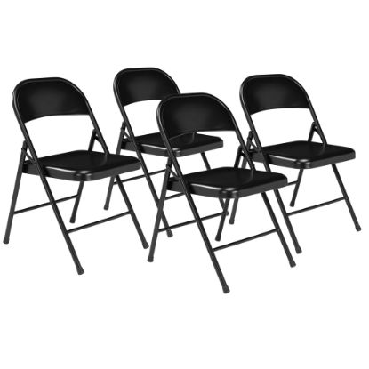 Picture of National Public Seating Commercialine 900 Series Steel Folding Chairs, Black, Set Of 4 Chairs