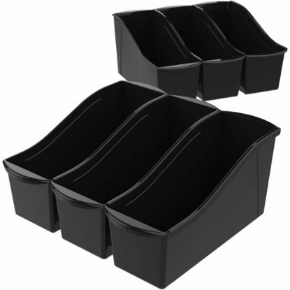 Picture of Storex Book Bin Set, Medium Size, Black, Carton Of 6