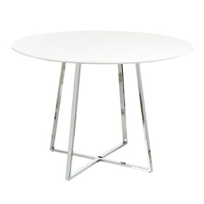 Picture of LumiSource Cosmo Dining Table, 30-1/4inH x 43-1/2inW x 43-1/2inD, Chrome/White