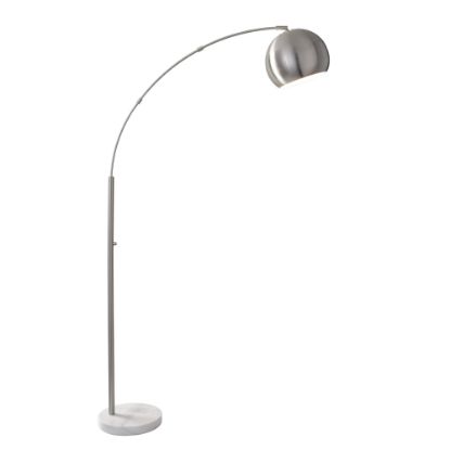 Picture of Adesso Astoria Arc Floor Lamp, 78inH, Steel Shade/White Marble Base