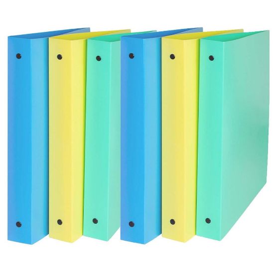 Picture of C-Line 3-Ring Binder, 1in Round Rings, Assorted Colors, Pack Of 6