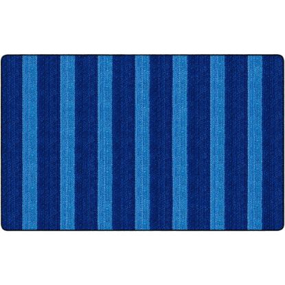 Picture of Flagship Carpets Basketweave Stripes Classroom Rug, 7 1/2ft x 12ft, Blue