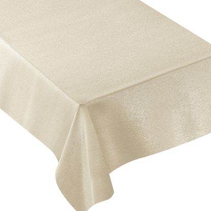 Picture of Amscan Metallic Fabric Table Cover, 60in x 84in, Vanilla Creme