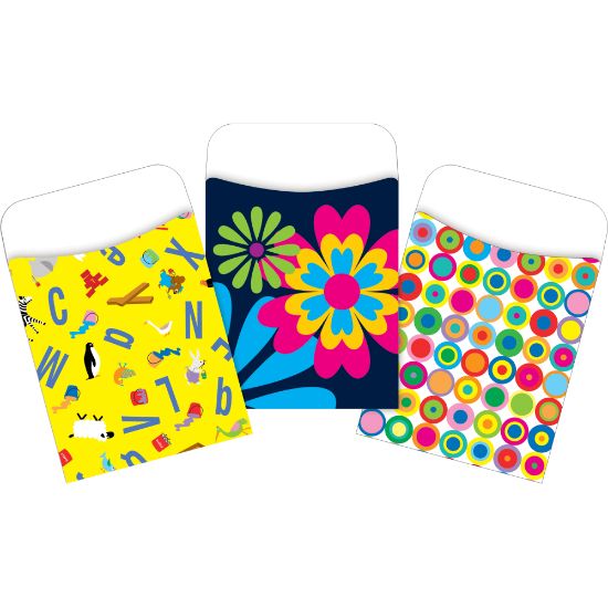 Picture of Barker Creek Peel & Stick Library Pockets, 3-1/2in x 5-1/8in, Happy & Bright, Set Of 90 Pockets