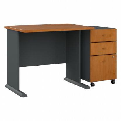 Picture of Bush Business Furniture Office Advantage 36inW Computer Desk With Mobile File Cabinet, Natural Cherry/Slate, Standard Delivery