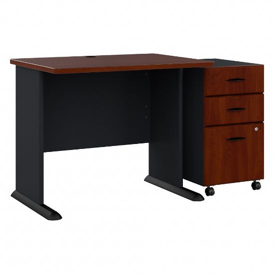 Picture of Bush Business Furniture Office Advantage 36inW Computer Desk With Mobile File Cabinet, Hansen Cherry/Galaxy, Standard Delivery