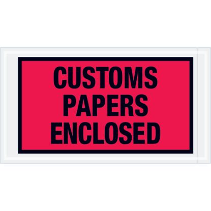 Picture of Tape Logic Preprinted Packing List Envelopes, Customs Papers Enclosed, 5 1/2in x 10in, Red, Case Of 1,000