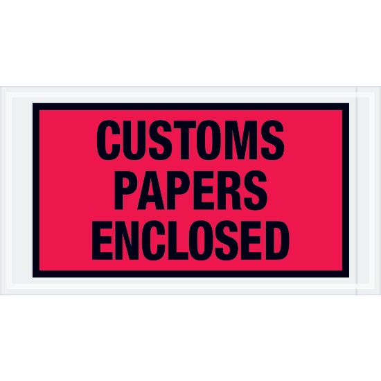 Picture of Tape Logic Preprinted Packing List Envelopes, Customs Papers Enclosed, 5 1/2in x 10in, Red, Case Of 1,000