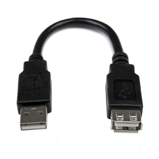 Picture of StarTech.com 6in USB 2.0 Extension Adapter Cable A to A - M/F - Extends the length your current USB device cable by 6 inches - 6 inch usb a to a extension cable - 6in usb a male to a female cable - 6in usb 2.0 extension cord