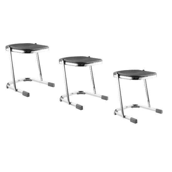 Picture of National Public Seating Elephant Z-Stools, 18inH, Black/Chrome, Set Of 3