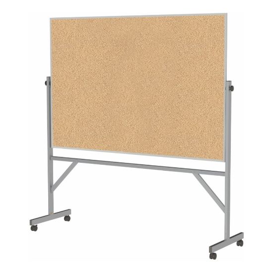 Picture of Ghent Reversible Natural Cork Bulletin Board, 78 1/4in x 77in , Aluminum Frame With Silver Finish