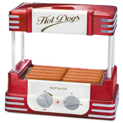 Picture of Nostalgia Electrics Hot Dog Roller And Bun Warmer, 8 Hot Dog And 6 Bun Capacity, Retro Red