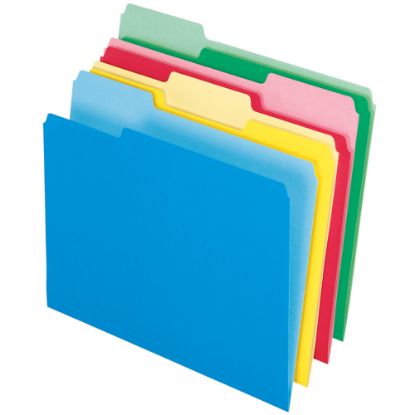 Picture of Pendaflex 2-Tone Color CutLess WaterShed Folders, 1/3 Cut, Letter Size, Assorted Colors, Pack Of 100