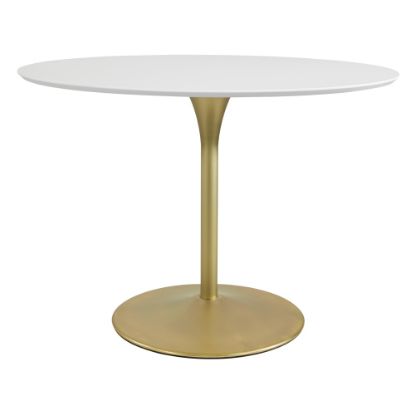 Picture of Office Star Flower Round Dining Table, 29-3/4inH x 41-1/2inW x 41-1/2inD, White/Brass