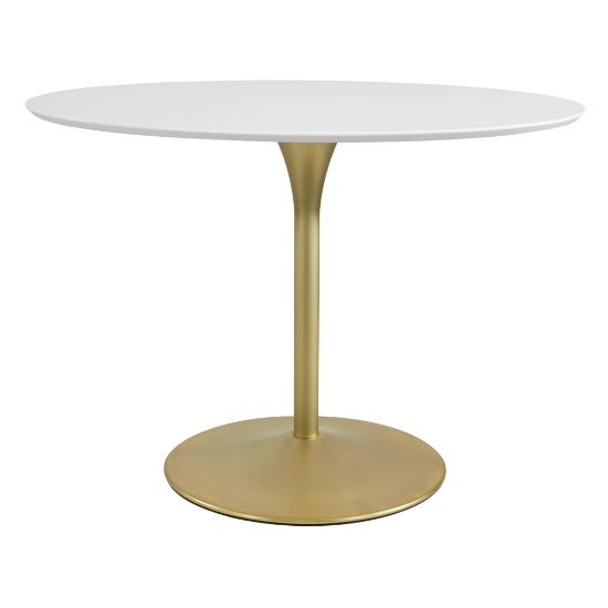 Picture of Office Star Flower Round Dining Table, 29-3/4inH x 41-1/2inW x 41-1/2inD, White/Brass