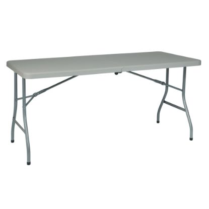 Picture of WorkSmart Resin Multi-Purpose Center-Fold Table With Wheels, 29-3/10inH x 61inW x 30inD, Gray