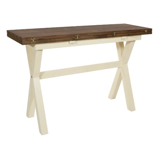 Picture of Office Star Albury Wood Square Flip-Top Table, 31-1/4inH x 47-13/16inW x 31-7/8inD, Wood Stain/Antique White