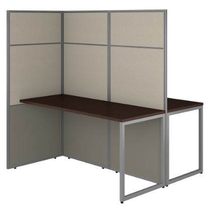 Picture of Bush Business Furniture Easy Office 60W 2 Person Cubicle Desk Workstation With 66H Panels, Mocha Cherry, Standard Delivery