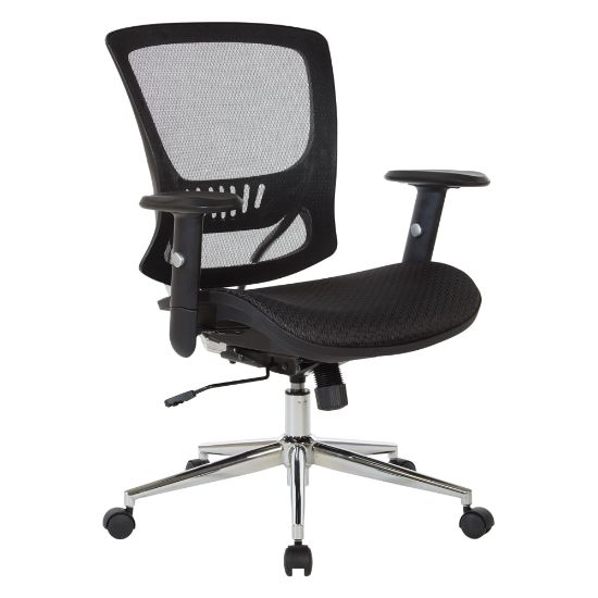 Picture of Office Star Ventilated Seating Ergonomic Mesh Mid-Back Manager's Chair, Black/Chrome