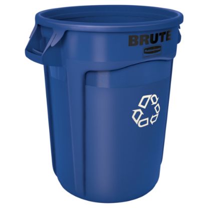 Picture of Rubbermaid Heavy-Duty Recycling Container, 32 Gallons, 27in x 22in x 22in, Blue