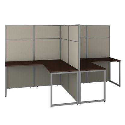 Picture of Bush Business Furniture Easy Office 60inW 2-Person L-Shaped Cubicle Desk Workstation With 66inH Panels, Mocha Cherry, Standard Delivery