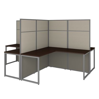 Picture of Bush Business Furniture Easy Office 60inW 4-Person L-Shaped Cubicle Desk Workstation With 66inH Panels, Mocha Cherry, Standard Delivery