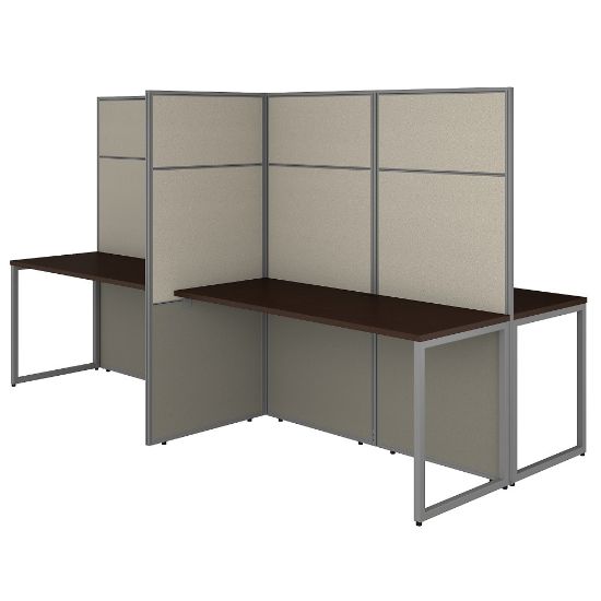 Picture of Bush Business Furniture Easy Office 60inW 4-Person Cubicle Desk Workstation With 66inH Panels, Mocha Cherry, Standard Delivery