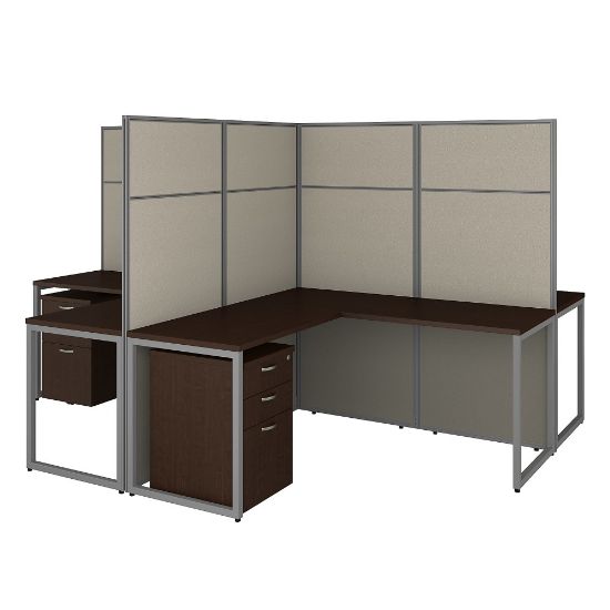 Picture of Bush Business Furniture Easy Office 60inW 4-Person L-Shaped Cubicle Desk With Drawers And 66inH Panels, Mocha Cherry, Standard Delivery