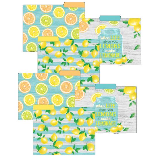 Picture of Teacher Created Resources File Folders, Lemon Zest, 8-1/2in x 11in, Multicolor, 12 Folders Per Pack, Set Of 2 Packs