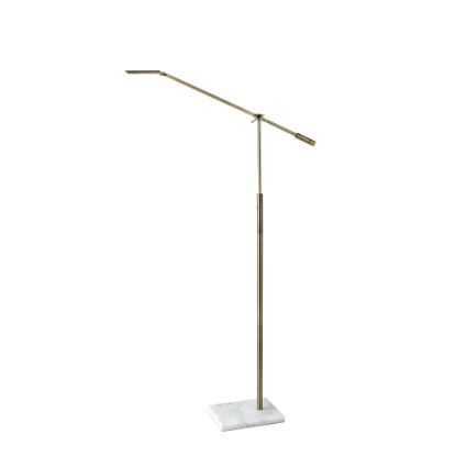 Picture of Adesso Vera LED Floor Lamp, 61inH, Antique Brass Shade/White Marble Base